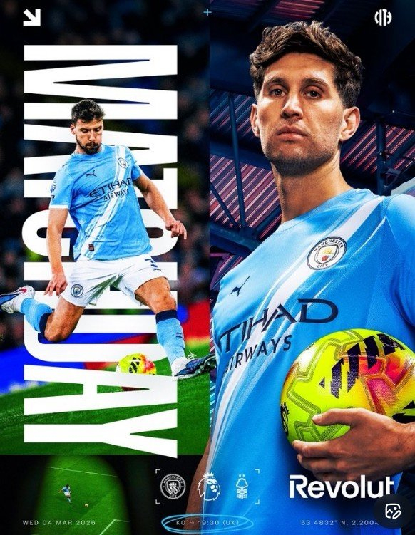 皇冠体育投注-曼城发布战诺丁汉森林海报，斯通斯迪亚斯出镜|鲁本·迪亚斯|曼城官方|后卫|鲁本-迪亚斯|积分榜_新浪体育_新浪新闻